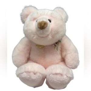 Vtg Gund Pink Sweetcakes Bear Plush 1535 Name Tag Bow Flowers 1988 Necklace